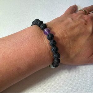 Lava rock malachite Jade amethyst stretch essential oil scent diffusing bracelet